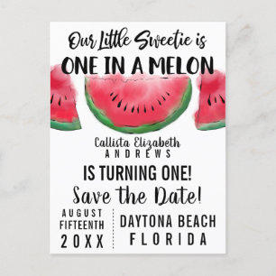 Ett i en Melon Watermelon Watermelon Spara datum Inbjudan Vykort