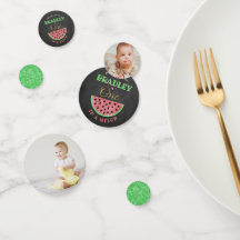 Ett i Melon Chalkboard 1:a Birthday Party-foto