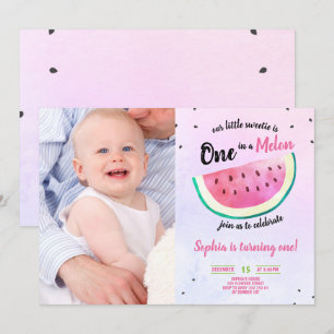 Ett i Melon Girl 1:a födelsedagen, Watermelon Phot Inbjudningar