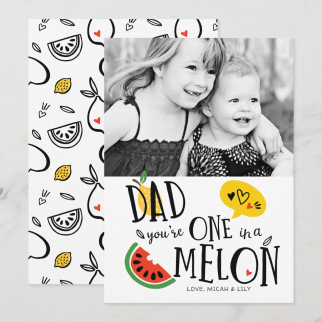 Ett i Melon Pappa Fars dag-kort Inbjudningar (Fram/baksida)