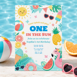 Ett i solen 1-års födelsedags poolparty-inbjudan inbjudningar