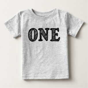 Ett i svart markördesign 1:a födelsedag t shirt