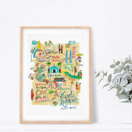 Ett illustrativt exempel på Travel karta Kuala Lum Poster