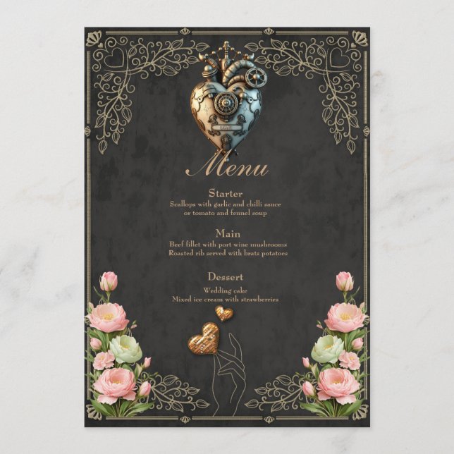 Ett imponerande steampunk hjärta meny (Framsida)
