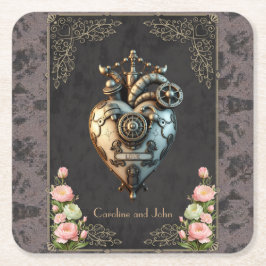 Ett imponerande steampunk hjärta underlägg papper kvadrat