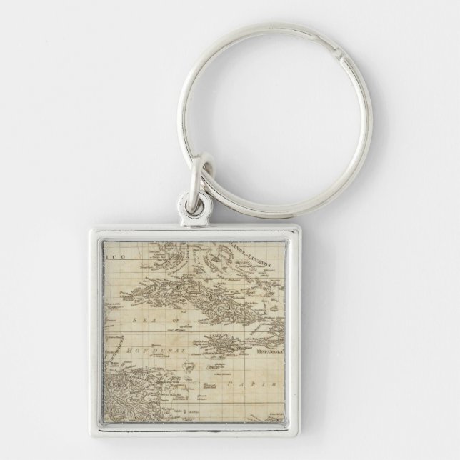Ett index karta fyrkantig silverfärgad nyckelring (Framsidan)