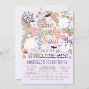 Ett inlägg Ghoul Birthday bjudande - flicka/Lila Inbjudningar