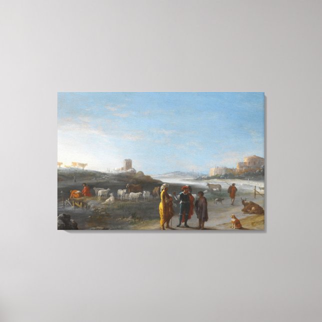 Ett italienskt landskap med en oidentifierad under canvastryck (Framsida)