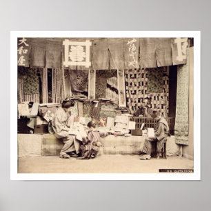 Ett japanskt trasalager, c.1890 (räcka färgad phot poster