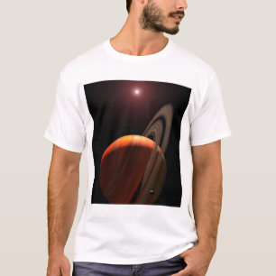 Ett jätte- planet för gasa som orbiting en röd tröja