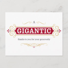 Ett jättestort tack till dig för din generositet vykort