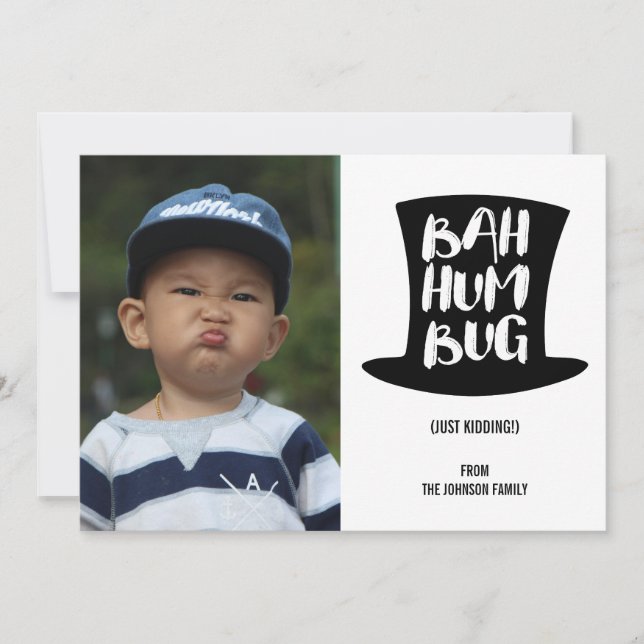 Ett julfotkort för Helgdag Sång Bah Humbug Julkort (Framsida)