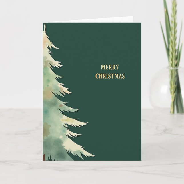 Ett Julgran kort för vattenfärg - ett Evergreen (Framsida)