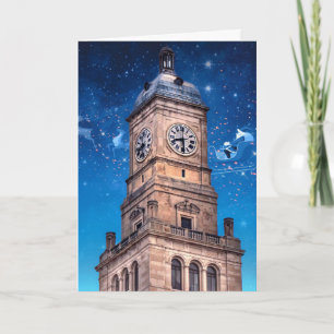 Ett julkort med fyra städer kort