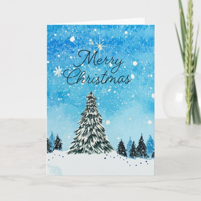 Ett julönskning Vinterträd Julhälsningskort Helgkort (Framsida)