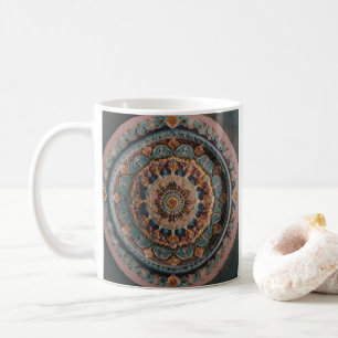 Ett kaffe mugg med en estetisk mandala-design