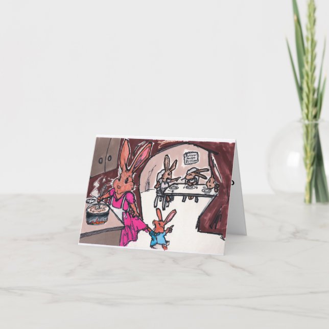 Ett kaninkort för mamma eller farmödrar tack kort (Framsida)