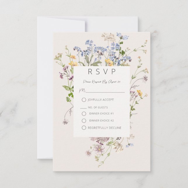 Ett känsligt Boho Wildblommes svarskort OSA Kort (Framsida)