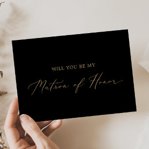 Ett känsligt Guld Black Matron of Honor Frieri Car Inbjudningar