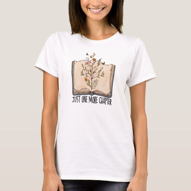 Ett kapitel till, bok vild, blommor, fjäril t shirt (Framsida)