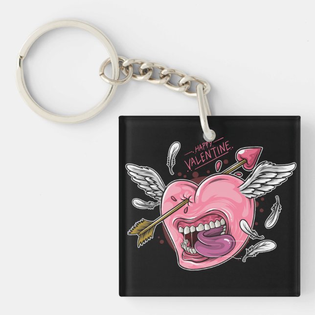 ett kärlek-hjärta med läppar och vingar som är slå (Framsidan)