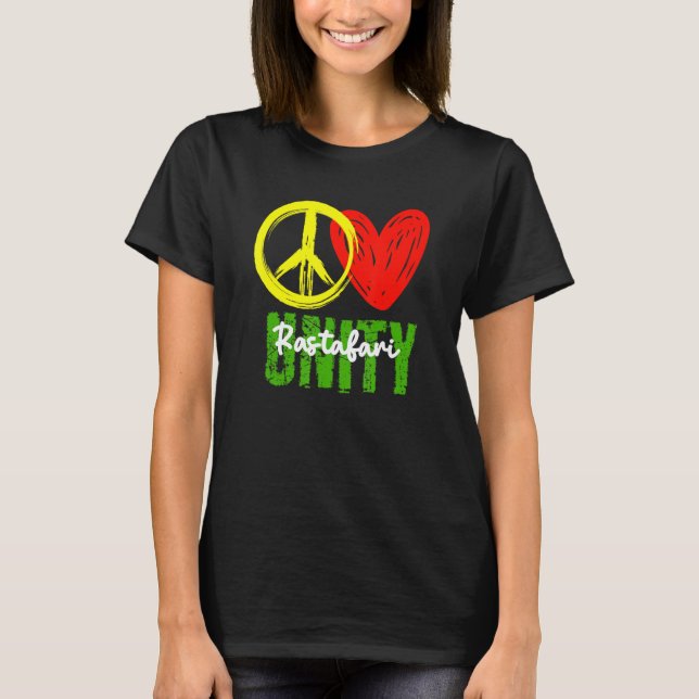 Ett Kärlek Peace Kärlek Unity Reggae Roots Jamaica T Shirt (Framsida)
