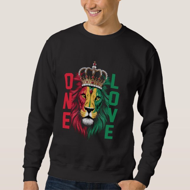 Ett Kärlek Rasta Lejona Jamaican Pride Reggae Afri Lång Ärmad Tröja (Framsida)