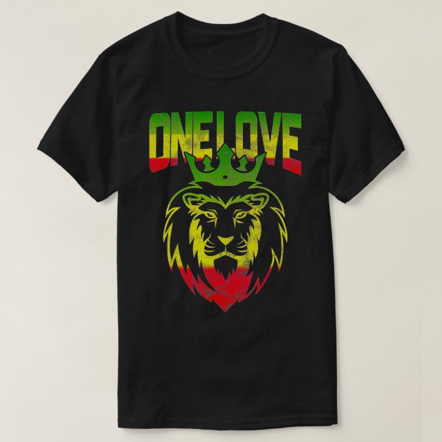 Ett Kärlek Rasta Lejona Jamaican Pride Reggae Afri T Shirt (Design framsida)