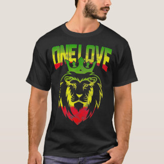 Ett Kärlek Rasta Lejona Jamaican Pride Reggae Afri T Shirt