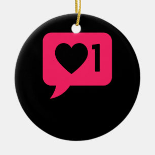 Ett Kärlek Social Media Notification Valentines d Julgransprydnad Keramik