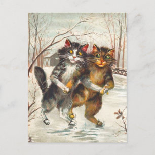 Ett kattpar isskal vykort