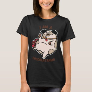 Ett Knubbig Hund Etering av choklad T Shirt