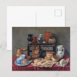 Ett köks tableau: Skål, kopp och bröd stilleben Vykort