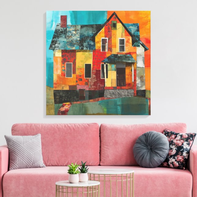 Ett kollage bestående av delar och struktur canvastryck (Insitu (Vardagsrum))