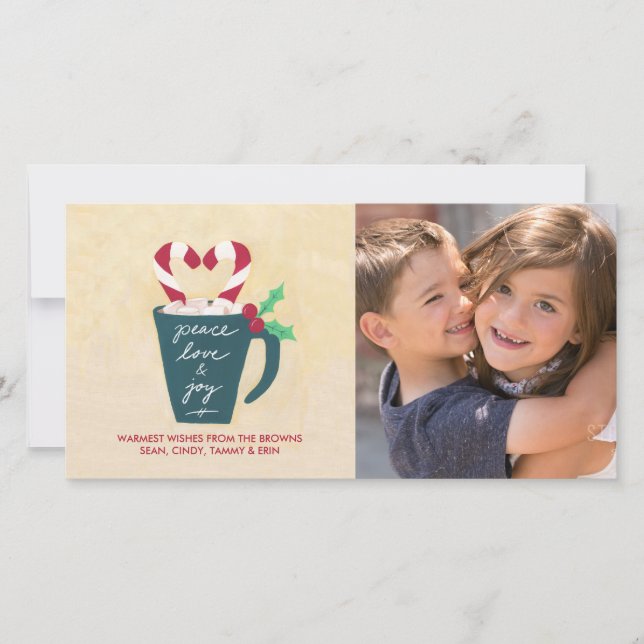 Ett Kopp av fred, Kärlek och Joy Photo Card Julkort (Framsida)