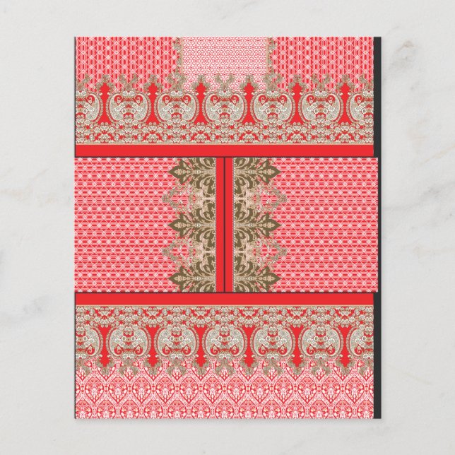 ett kor-stygn mönster med rött gräns flygblad (Framsidan)