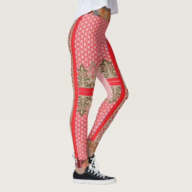 ett kor-stygn mönster med rött gräns leggings (Höger)