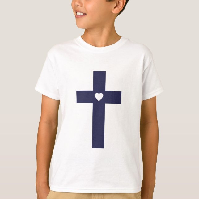 Ett kors med hjärta Helig kärlekskonst T Shirt (Framsida)