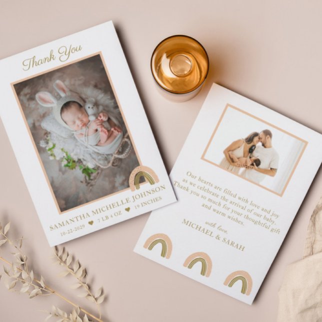 Ett kort med enkelt Rosa Boho Nyfödd bebis-fototac (Skapare uppladdad)