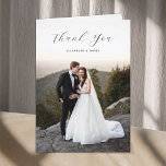 Ett kort med enkelt skript Photo Bröllop-tack för<br><div class="desc">Ett kort med enkelt skript Photo Bröllop-tack för Eleganten</div>