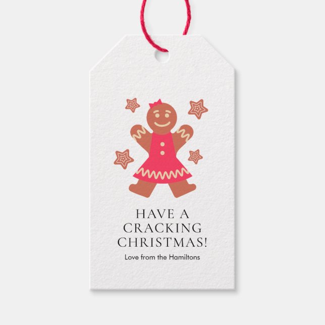 Ett krackande julgingerbröd Dam Presentetikett (Framsidan)