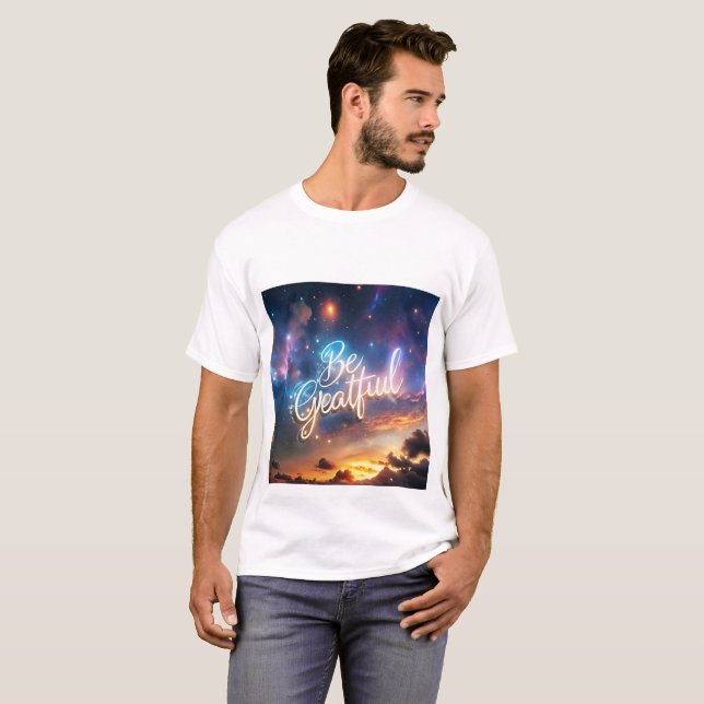 Ett kreativ T-shirt att känna sig tacksam (Hel framsida)