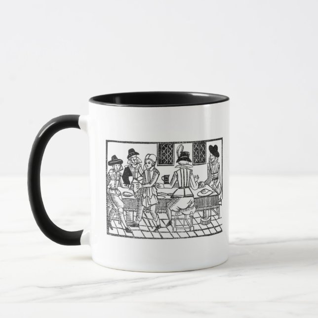 Ett kvällsmålparty, 'en bok av Roxburghe ballader Mugg (Vänster)