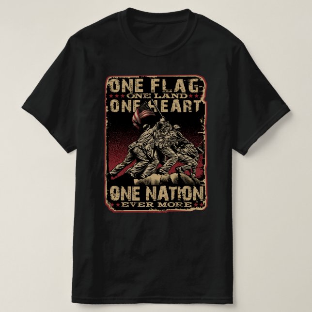 ett land ett hjärta ett nationsveteran dag t shirt (Design framsida)