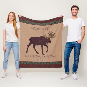 Ett lantligt tema för älgFauxLäder-Look kabin Fleecefilt