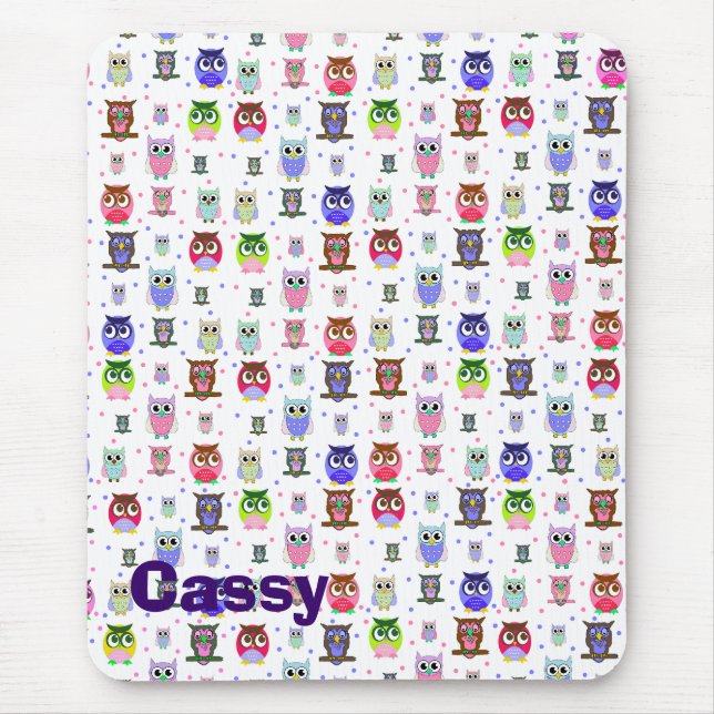 Ett lås av Tecknad Uggla-musknapp Musmatta (Framsidan)