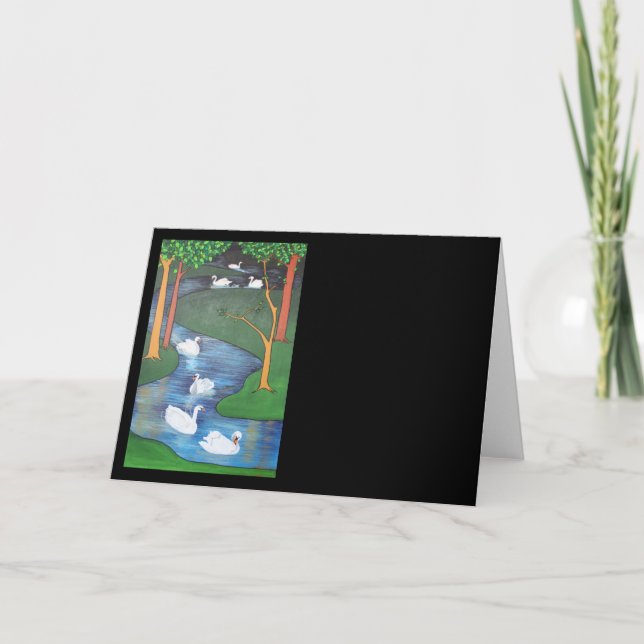 Ett lås med sju Svanar-A-simmande Helgkort (Framsida)