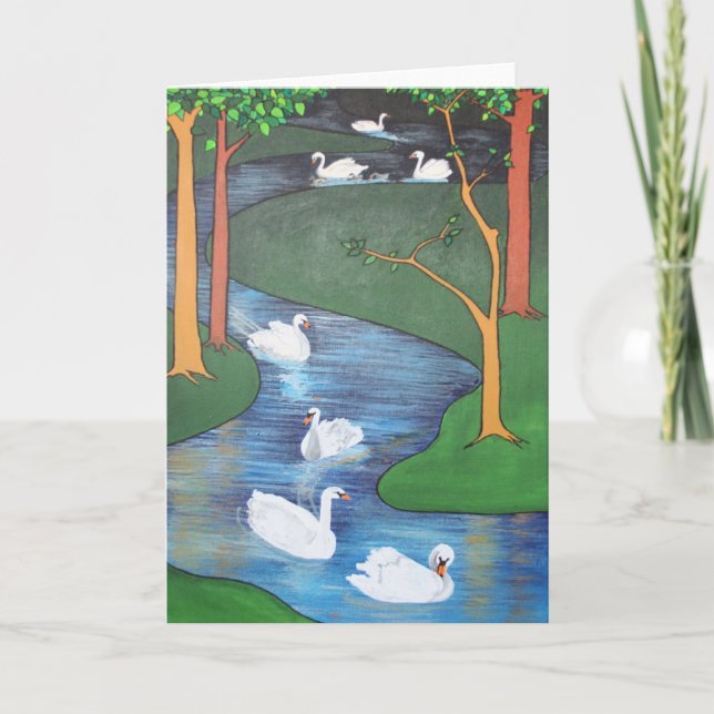 Ett lås med sju Svanar-A-simmande Helgkort (Framsida)