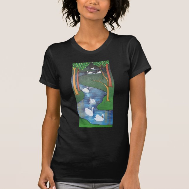 Ett lås med sju Svanar-A-simmande Tee Shirt (Framsida)
