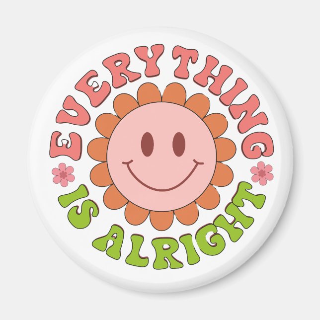 Ett leende ansikte med blomma och ord överallt magnet (Framsidan)